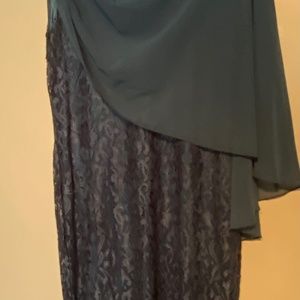 Teal over cape dress